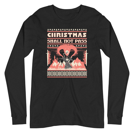[ID: 356-G375] Christmas Shall Not Pass - Flaming Wizard Unisex Long Sleeve Tee