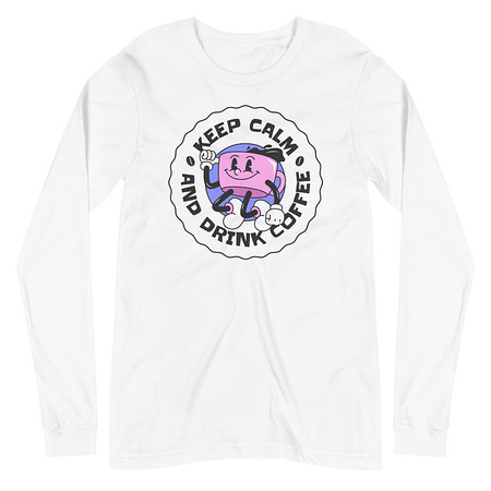 [ID: 356-G409] Colorful Fun Retro Style Coffee Quote Unisex Long Sleeve Tee