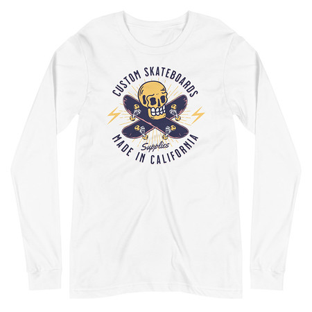 [ID: 356-G446] Custom Skateboards - Skull Unisex Long Sleeve Tee