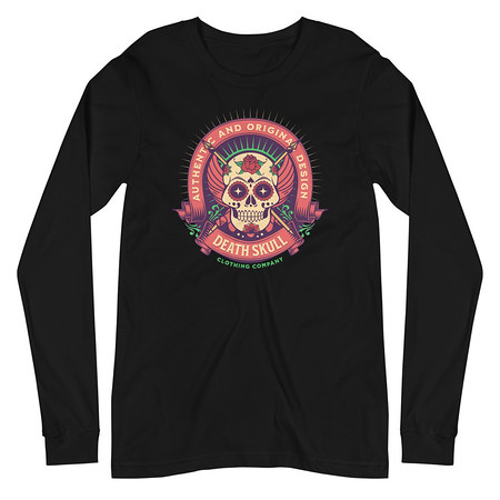 [ID: 356-G481] Death Skull - Badge  Unisex Long Sleeve Tee