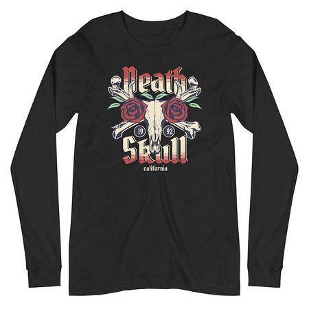 [ID: 356-G482] Death Skull - Flower Unisex Long Sleeve Tee