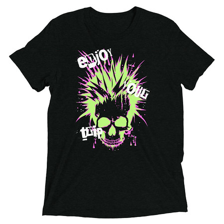 [ID: 162-G3] 'Enjoy Your Trip' Punk Skull Unisex Tri-Blend T-Shirt