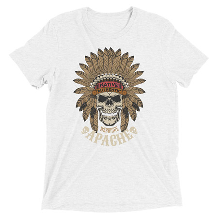 [ID: 162-G94] Apache Warriors - Indian Skull Unisex Tri-Blend T-Shirt