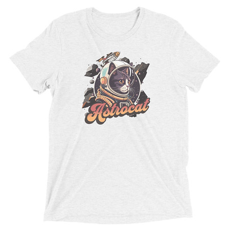 [ID: 162-G108] Astrocat - Retro graphic Unisex Tri-Blend T-Shirt