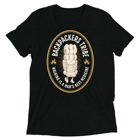 [ID: 162-G125] Backpackers Tribe - Adventure Badge Unisex Tri-Blend T-Shirt