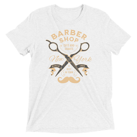 [ID: 162-G139] Barber Shop Cuts & Shaves - Scissor Unisex Tri-Blend T-Shirt