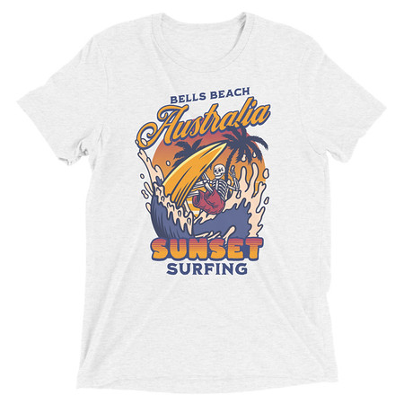 [ID: 162-G180] Bells Beach Australia Sunset Surfing Unisex Tri-Blend T-Shirt