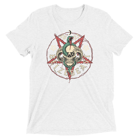 [ID: 162-G181] Belzebeast Pentagram - Halloween Skull with Snake Unisex Tri-Blend T-Shirt