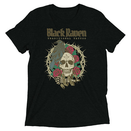[ID: 162-G229] Black Raven Tattoo - Skull & Thorns Unisex Tri-Blend T-Shirt