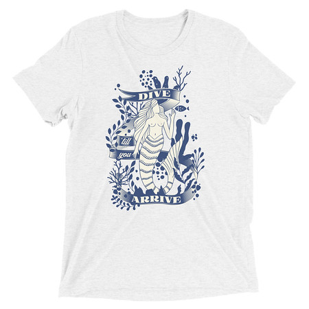 [ID: 162-G241] Blue Mermaid - Nautical Unisex Tri-Blend T-Shirt