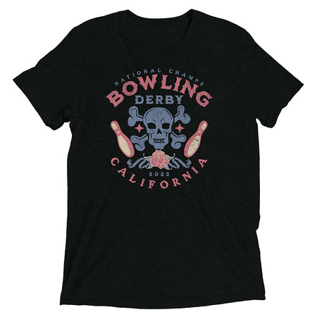 [ID: 162-G276] Bowling Derby Champs - Grunge Skull Unisex Tri-Blend T-Shirt