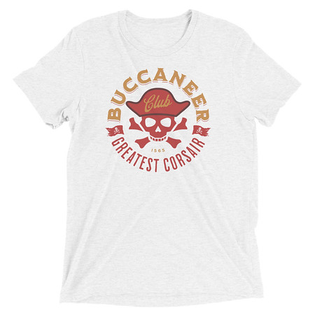 [ID: 162-G293] Buccaneer Club - Pirate Skull Unisex Tri-Blend T-Shirt