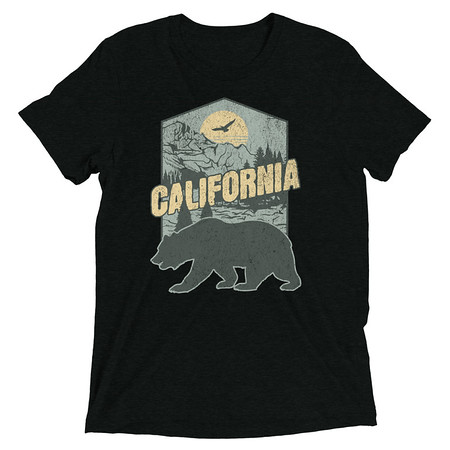 [ID: 162-G315] California Bear - Outdoors Wilderness Camping Hiking Unisex Tri-Blend T-Shirt