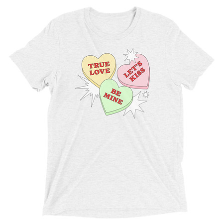 [ID: 162-G331] Candy Hearts - Valentine's Day Unisex Tri-Blend T-Shirt