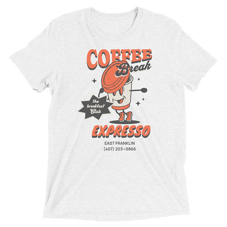 [ID: 162-G394] Coffee Break Cartoon Retro 90s  Unisex Tri-Blend T-Shirt