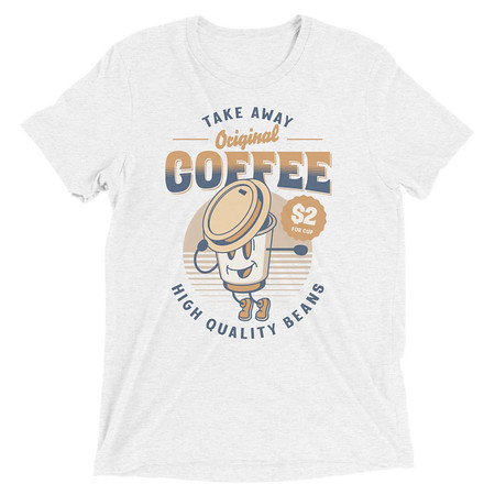 [ID: 162-G398] Coffee Cup - Comics Mascot Unisex Tri-Blend T-Shirt