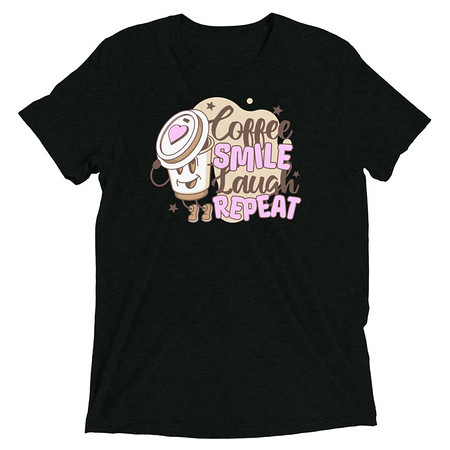 [ID: 162-G402] Coffee is Happiness - Retro Cartoon Mascot Unisex Tri-Blend T-Shirt