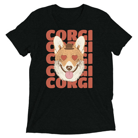 [ID: 162-G421] Corgi Loves - Cute Dog Unisex Tri-Blend T-Shirt