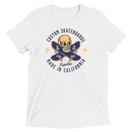 [ID: 162-G446] Custom Skateboards - Skull Unisex Tri-Blend T-Shirt