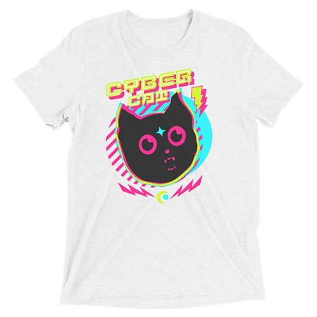 [ID: 162-G456] Cyber Cat - Neon Color Unisex Tri-Blend T-Shirt