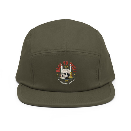 [ID: 92-G124] Back to Skull - Authenthic Design  5 Panel Cap