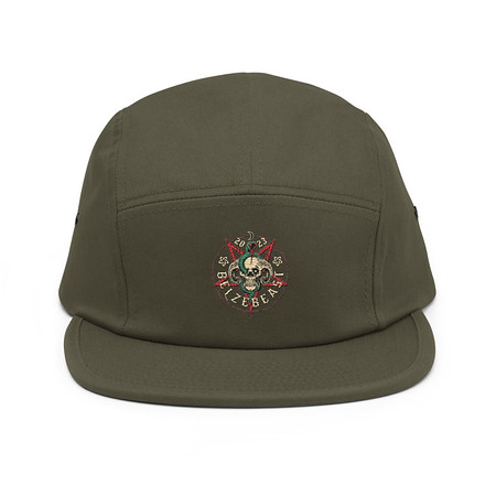 [ID: 92-G181] Belzebeast Pentagram - Halloween Skull with Snake 5 Panel Cap