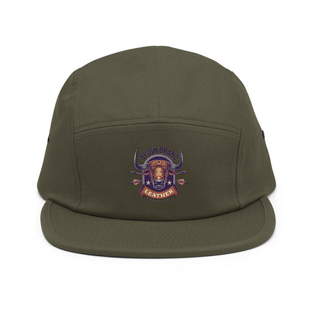 [ID: 92-G211] Bison Brand Leather - Animal 5 Panel Cap
