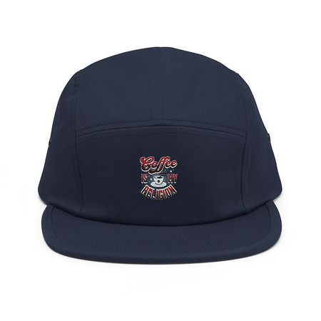 [ID: 92-G403] Coffee is my Religion - Funny 5 Panel Cap