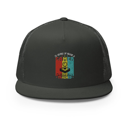 [ID: 100-G5] 25 Years of Being A Gamer 5 Panel Trucker Cap