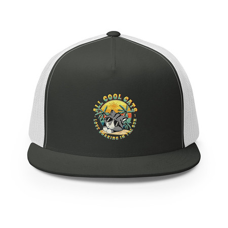 [ID: 100-G43] All Cool Cats - Sunset Beach 5 Panel Trucker Cap