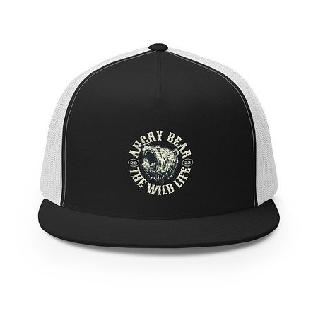 [ID: 100-G83] Angry Bear - Wild Life Animal 5 Panel Trucker Cap