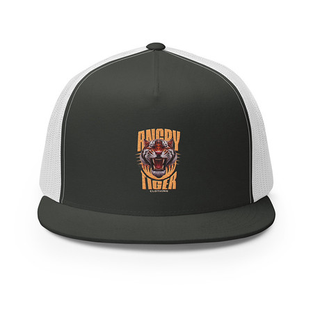 [ID: 100-G85] Angry Tiger - AI 5 Panel Trucker Cap