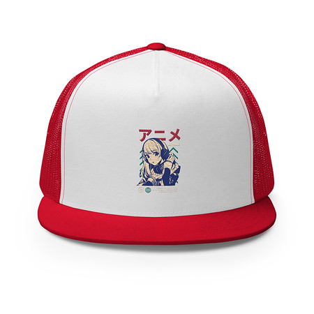 [ID: 100-G89] Anime Girl 5 Panel Trucker Cap