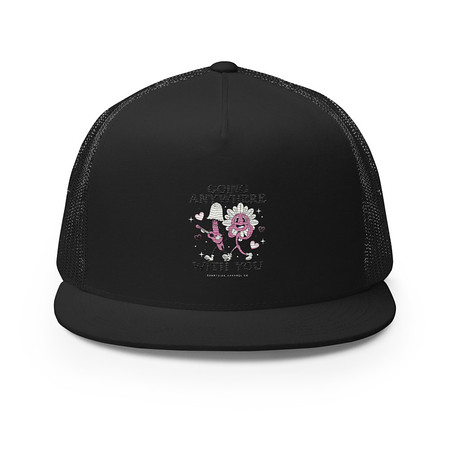 [ID: 100-G93] Anywhere With You - Typographic Cartoon Streetwear 5 Panel Trucker Cap
