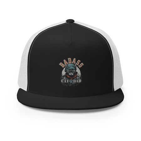 [ID: 100-G129] BADASS CAT DAT 5 Panel Trucker Cap