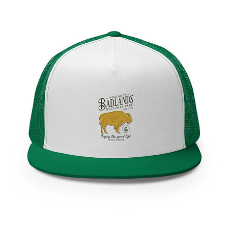 [ID: 100-G131] Badlands National Park - Bison 5 Panel Trucker Cap