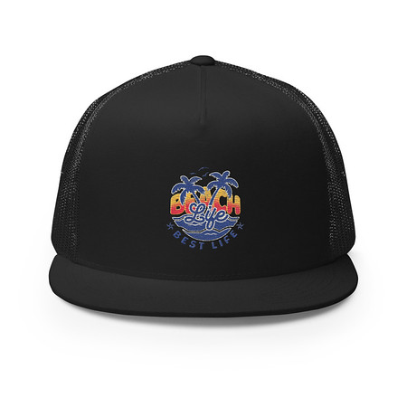 [ID: 100-G168] Beach Life Best Life 5 Panel Trucker Cap