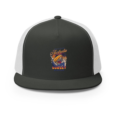 [ID: 100-G180] Bells Beach Australia Sunset Surfing 5 Panel Trucker Cap