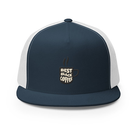 [ID: 100-G185] Best Black Coffee - Hot Cup 5 Panel Trucker Cap