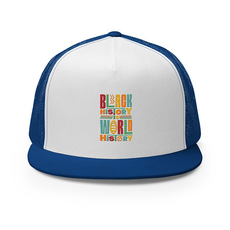 [ID: 100-G218] Black History Is World History - Colorful Typography 5 Panel Trucker Cap