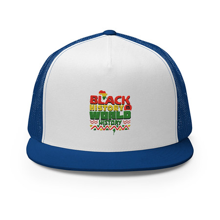 [ID: 100-G219] Black History is World History - Heritage Awareness 5 Panel Trucker Cap