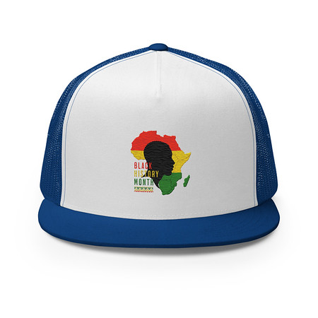 [ID: 100-G221] Black History Month - African Continent 5 Panel Trucker Cap