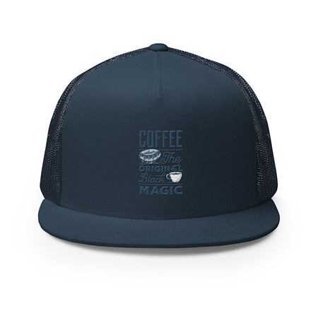 [ID: 100-G227] Black Magic Coffee - Simple Cup 5 Panel Trucker Cap