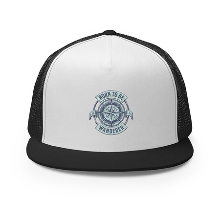 [ID: 100-G261] Born to be Wanderer - Compass 5 Panel Trucker Cap