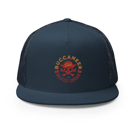 [ID: 100-G293] Buccaneer Club - Pirate Skull 5 Panel Trucker Cap