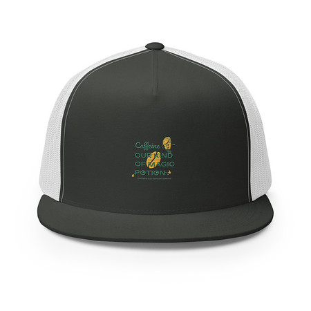 [ID: 100-G307] Caffeine Cartoon 5 Panel Trucker Cap