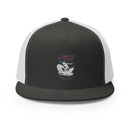 [ID: 100-G313] California Beach Surfing 5 Panel Trucker Cap