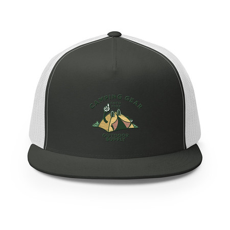 [ID: 100-G326] Camping Gear 5 Panel Trucker Cap