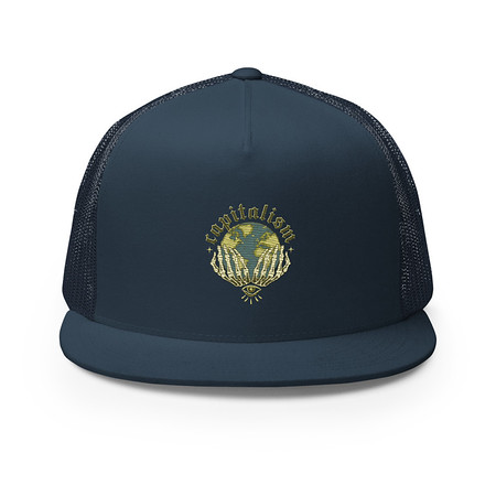 [ID: 100-G333] Capitalism - Earth 5 Panel Trucker Cap