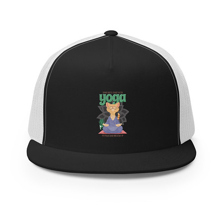[ID: 100-G339] Cat Yoga - Cute Meditation 5 Panel Trucker Cap